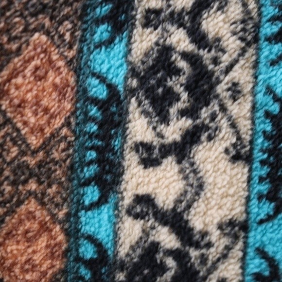 Unbranded Fleece Windbreaker Jacket 2XL Full Zip Peach Blue Southwestern Print - Picture 10 of 12